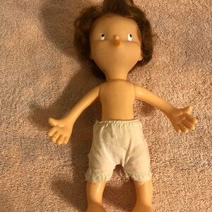 Vintage Hard Plastic 9” Doll Blowing a Kiss Made in Hong Kong